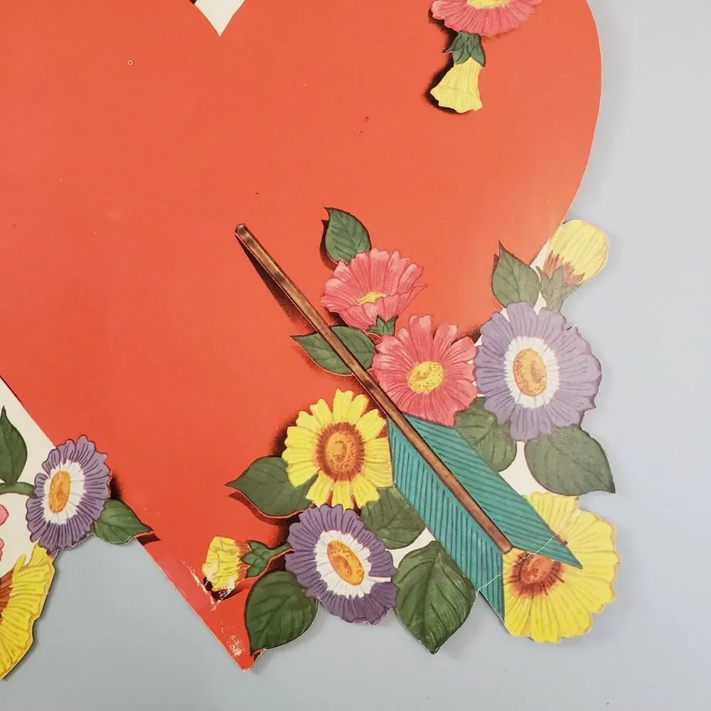 Valentine Heart Arrow Flowers Die Cut Paper Décor Double Sided Flocked Heart